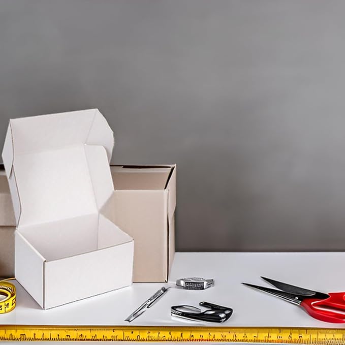 Small Shipping Boxes 6x6x4 Inch (25 Pack) - Sturdy White Corrugated Cardboard Boxes for Small Business, Ecommerce, Mailing & Packaging | Recyclable Gift & Storage Boxes