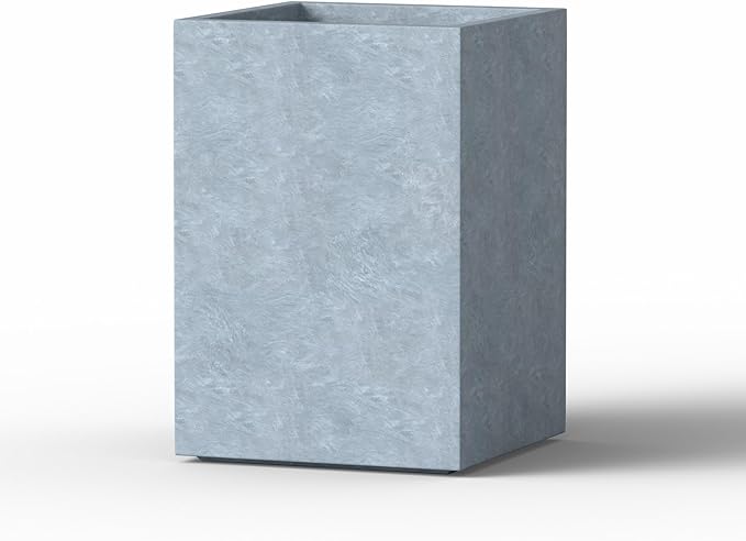 Kante 12.6" H Tall Rectangular Concrete Planters, Outdoor Indoor Lightweight Plant Pots with Drainage Hole and Rubber Plug, Modern Style for Home Garden Patio, Slate Gray