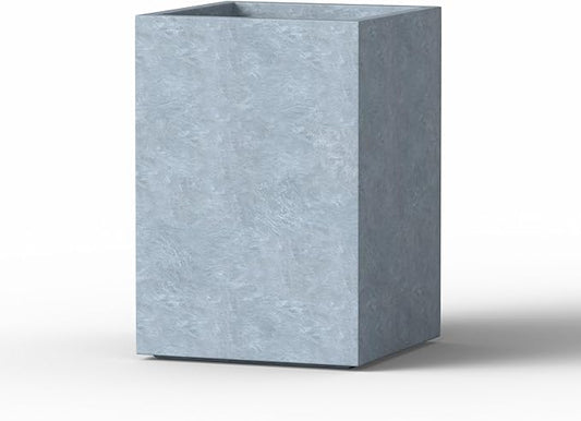 Kante 12.6" H Tall Rectangular Concrete Planters, Outdoor Indoor Lightweight Plant Pots with Drainage Hole and Rubber Plug, Modern Style for Home Garden Patio, Slate Gray