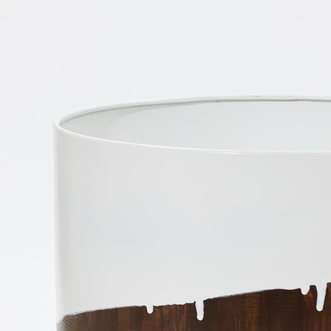 LuxenHome Modern Planter Pots, Set of 2 Planters for Indoor Plants, White and Brown Large Planters with Black Metal Stand, Flower Pots for Living Room, Office, Garden or Balcony, 10.25 & 12.5 Inch