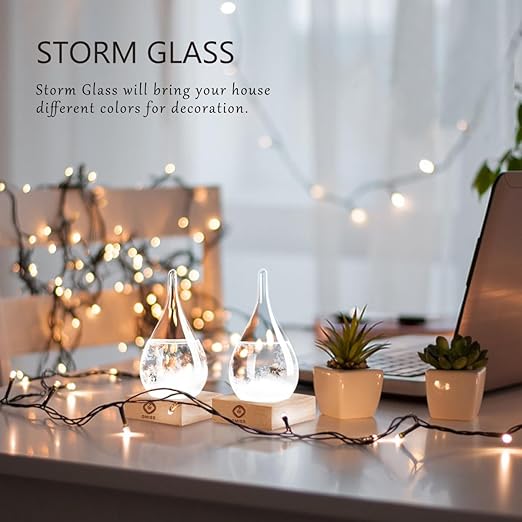 Storm Glass Weather Predictor,Christmas Snow Globe Storm Glass Barometer Weather Predictor, Home and Office Decorative Glass Bottles, Christmas Unique Gifts for Her