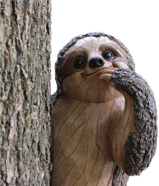 Sloth Tree Hugger, Outdoor Decorations, Resin Garden Sculpture Ornament, Tree Peeker Statue, Halloween Gardening Gifts for Housewarming, Handmade with Details, Durable & Waterproof