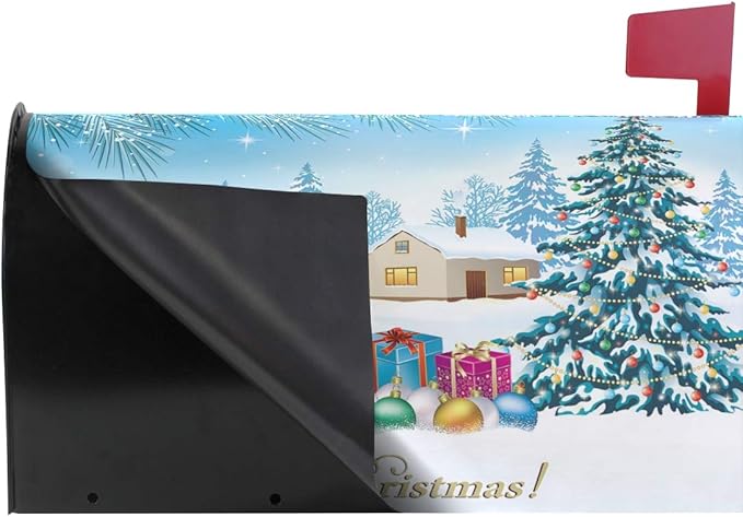 ALAZA Christmas Snowmen and Tree Magnetic Mailbox Cover MailWraps Garden Yard Home Decor for Outside Standard Size-18"x 20.8"