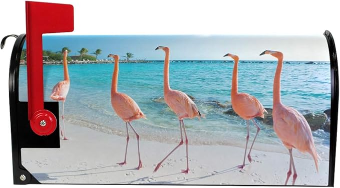 WOOR Pink Flamingo Magnetic Mailbox Cover Oversized for Garden Yard Outdoor Decorations-20.8" x 25.5"