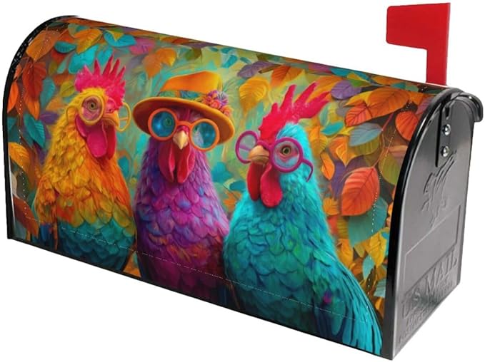 Country Farm Chicken Mailbox Covers Magnetic Letterbox Covers 21x18 Inch for Garden Outdoor Decoration