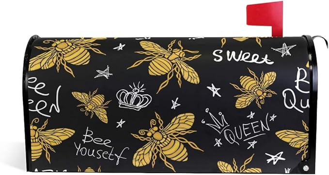 ALAZA WOOR Honey Bees with Queen Crown Magnetic Mailbox Cover MailWraps Garden Yard Home Decor for Outdoor Oversized-25.5" x20.8"