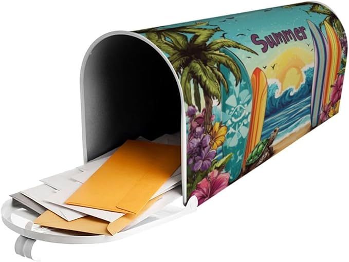 Tropical Beach Mailbox Covers Magnetic Letterbox Covers 21x18 Inch for Garden Outdoor Decoration