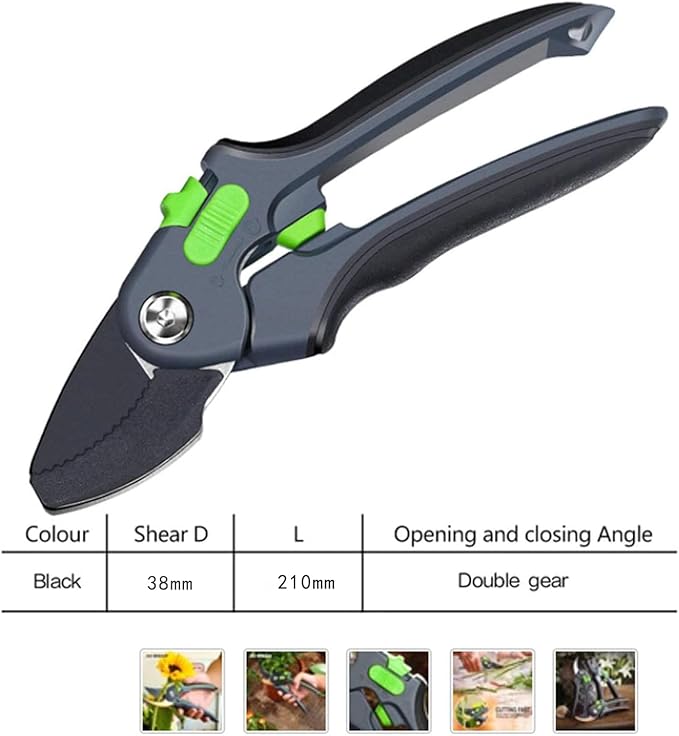 Garden Shears with Stainless Steel Blade, Precision Pruning Shears for Plants, Ergonomic Garden Clippers