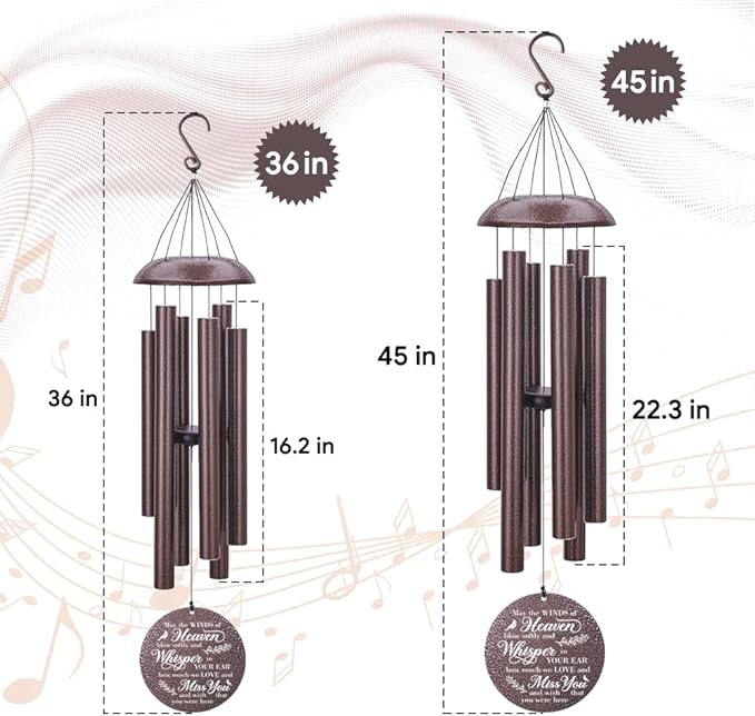 Sympathy Wind Chimes Life Tree, 36inch Personalized Memorial Wind Chimes, Cardinal Wind Chime for Loss of Loved Dad/Mom, Memorial Gifts Deep Tone Outdoor Decorations (Produced in USA)