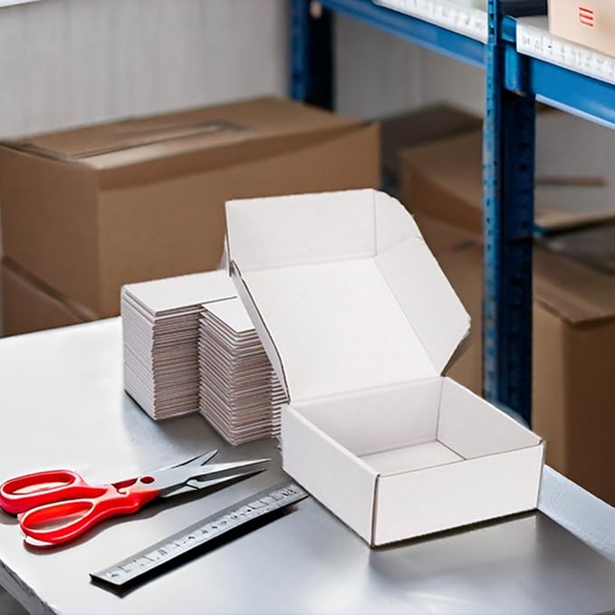 Small Shipping Boxes 8x8x3 Inch (25 Pack) - Sturdy White Corrugated Cardboard Boxes for Small Business, Ecommerce, Mailing & Packaging | Recyclable Gift & Storage Boxes