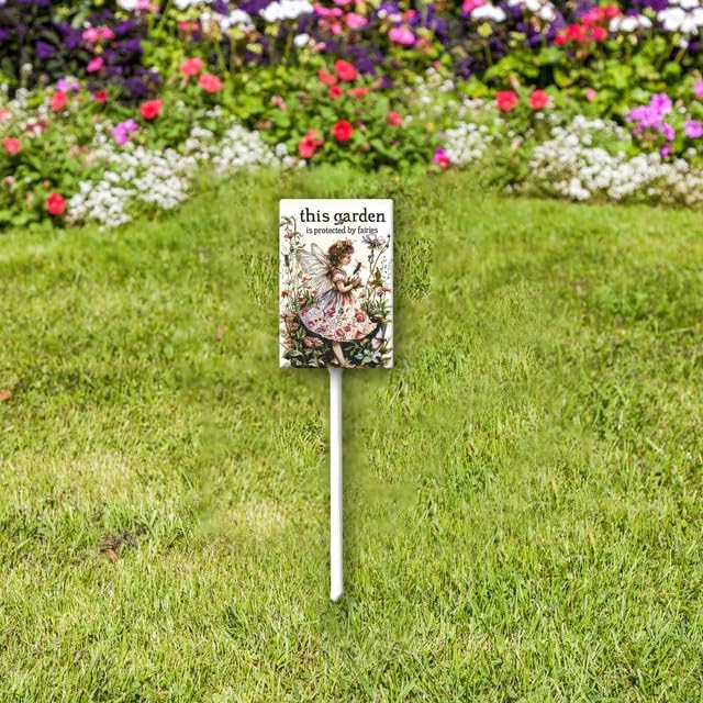 Uptell This Garden is Protected By Fairies Yard Signs with Stakes Aluminum Sign for House/Front Door Outdoor Decoration,Weather Resistant 8x12 Inch