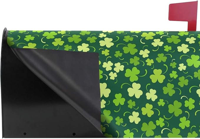 ALAZA WOOR St Patricks Day Shamrock Magnetic Mailbox Cover MailWraps Garden Yard Home Decor for Outside Oversized-25.5" x20.8"