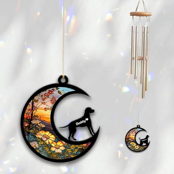 Dalmatian Sun Catcher Wind Chime, Custom Sunflower Suncatcher Dog Memorial Wind Chime, Dog Loss Gift, Dog Sympathy Gift, Pet Loss Suncatcher, Outdoor Garden Decor