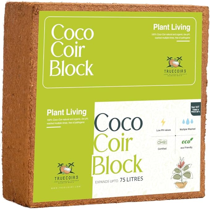 10 LB Premium Organic Coco Coir Compressed Natural Brick with Low EC and PH Balance 4 Pack- High Expansion for Indoor and Outdoor Potting Soil, Renewable Coco Soil for Gardening (50)