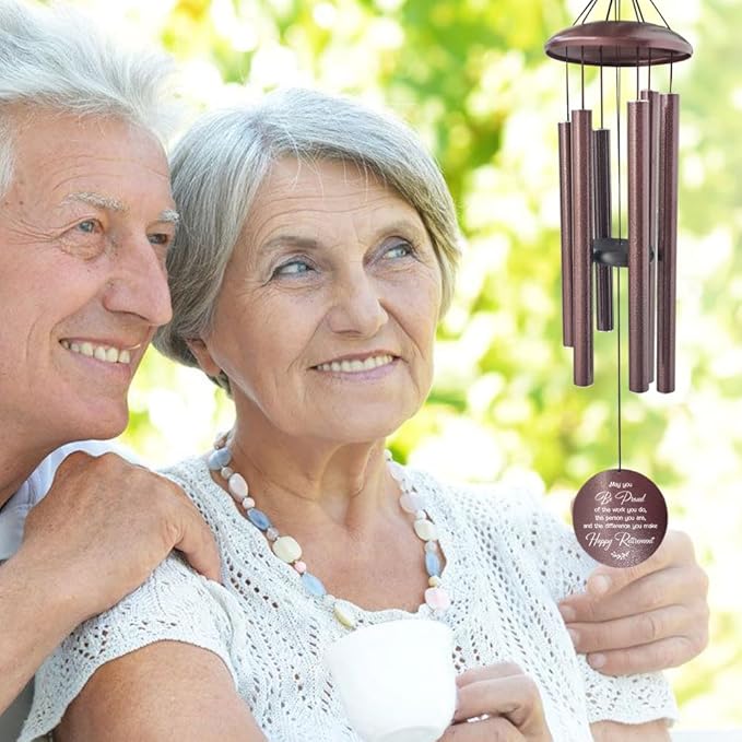 Personalized Wind Chimes, 2025 Retirement Gifts, Congratulate Retirement Gifts for Mom/Dad, Green Life Tree Metal Retirement Wind Chimes for Woman/Man Outdoor 36inch (Produced in USA)