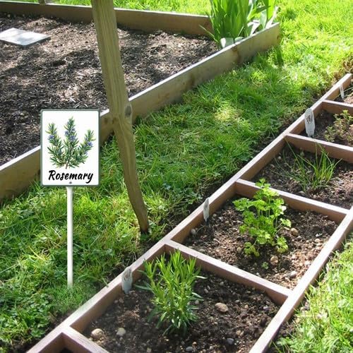 FemiaD Plant Label Signs Planted Herb Garden Markers Waterproof Aluminum Plant Stake Tags Rosemary Sign for Nursery Indoor Outdoor Garden Decoration 7x8.8inch