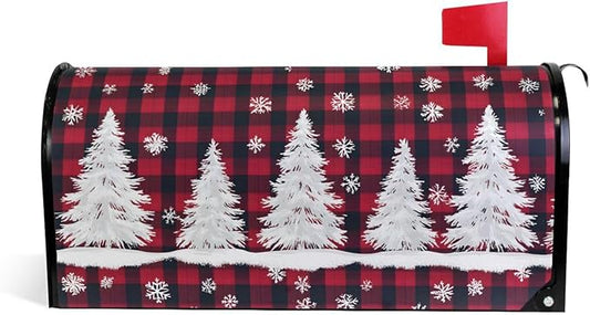 SUABO Mailbox Cover Christmas Tree Snow Oversize Magnetic Mailbox Covers Wraps for Christmas Home Yard Garden Decor