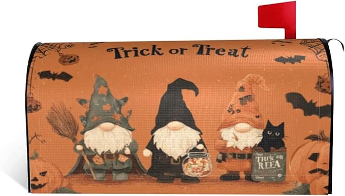 Mailbox Covers Gnomes Halloween Pumpkin Gnomes Halloween Pumpkin Magnetic Letter Post Box Cover Standard Size 21 x 18 Inch Garden Yard Home Decorative