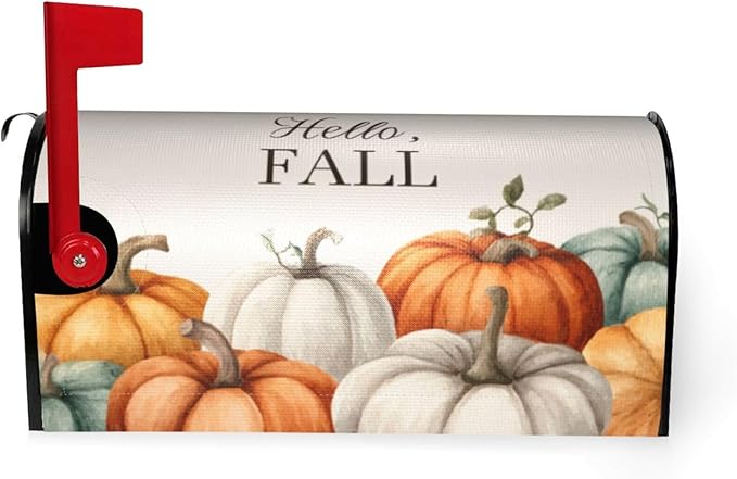 Festive Magnetic Mailbox Cover Pumpkin Fall Thanksgiving Outdoor Mailbox Protector Holiday Seasonal Decorative Garden Yard Home Large Size 25.5 x 21 Inch