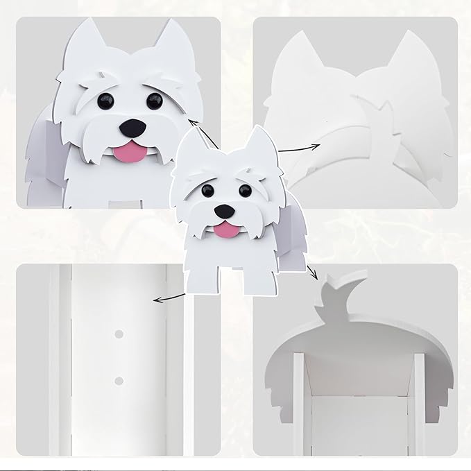Western Highlands Dog Planter, Cute Animal Shape Flower Planters, Plant Pots for Indoor/Outdoor Garden Decor, Unique Gifts/Souvenirs for Pet Lovers (White)