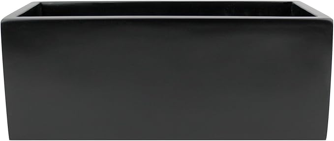 Brisbane Rectangle Fiberglass Planter Box (L:24" x W:8" x H:8", Matte Black)