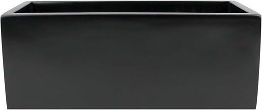 Brisbane Rectangle Fiberglass Planter Box (L:24" x W:8" x H:8", Matte Black)