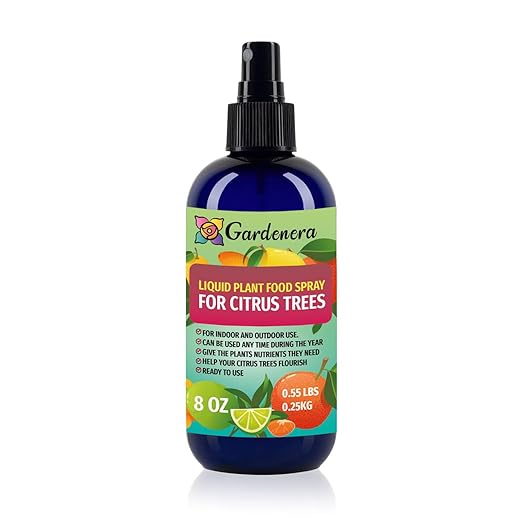 Gardenera Professional Citrus Tree Superfood Spray Mist for Home Gardening | Micro-Fungi Enriched Fertilizer Mist for Healthy Leaves & Growth | 18 Key Vitamins & Minerals for Citrus Tree - 8oz