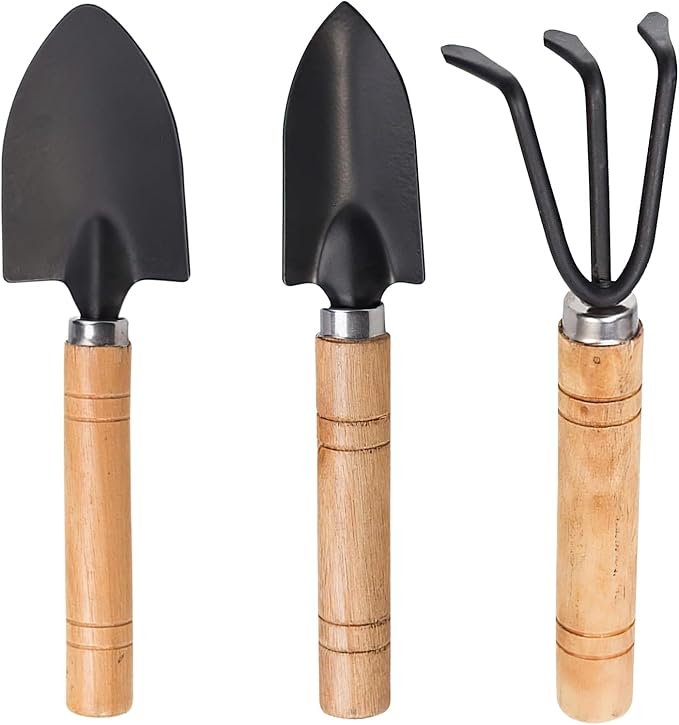 3PCS Small Garden Tool Set – Hand Shovel, Garden Trowel & Hand Rake – Gardening Hand Tools Kit for Indoor Plants, Succulents, Bonsai – Durable Rust-Resistant Small Shovel & Gardening Tools Set