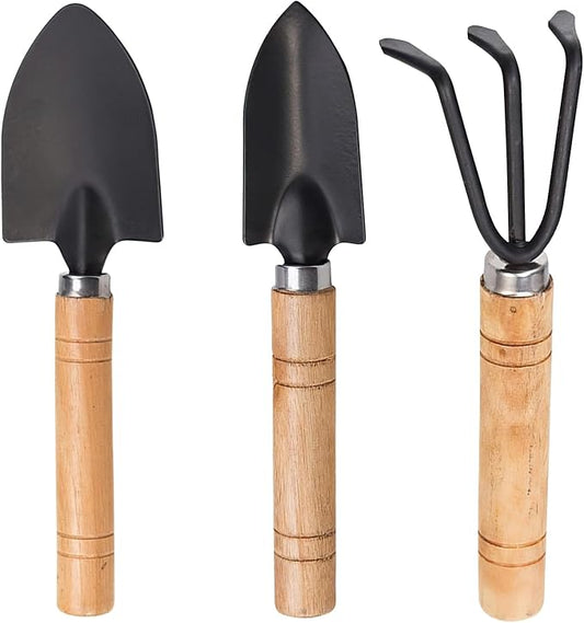 3PCS Small Garden Tool Set – Hand Shovel, Garden Trowel & Hand Rake – Gardening Hand Tools Kit for Indoor Plants, Succulents, Bonsai – Durable Rust-Resistant Small Shovel & Gardening Tools Set