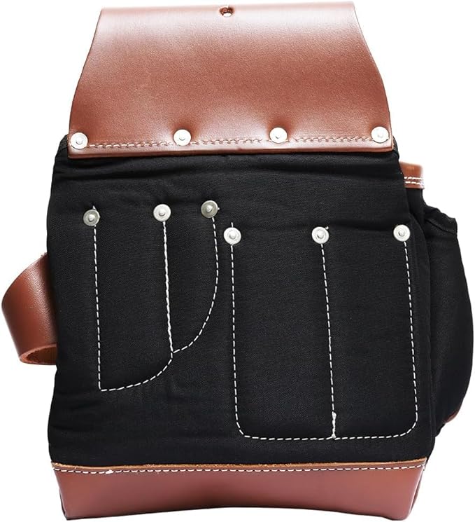 Leather & Nylon Tool Belt for Men – Heavy Duty 22-Pocket Framer’s Tool Bag for Carpenters & Electricians (Black, One Size)