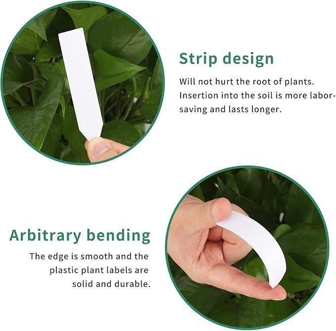 KINGLAKE 300 Pcs 4 Inch Plastic Plant Nursery Garden Labels Pot Marker Garden Stake Tags White with Marking Pen
