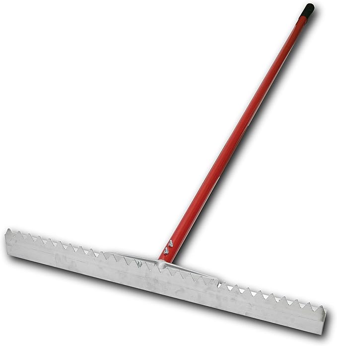 MARSHALLTOWN Asphalt Lute Rake, Sharp 32 Inch Blade, 72 Inch Aluminum Handle, T Connector, Made in The USA, RED700028C
