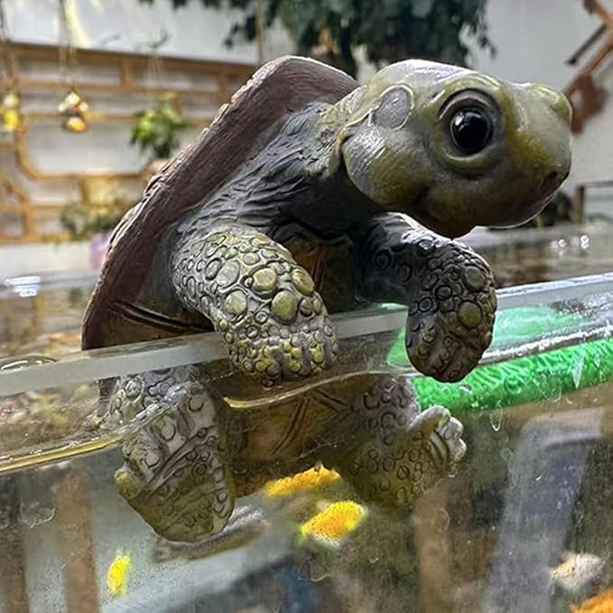 Cute Climbing Tortoise Flower Pot Huggers, Turtle Figurines Plant Decorations for Pots, Resin Turtle Flower Pot Decorations, Fairy Garden Accessories, Fish Tank Planter Edge Craft Decor (Tortoise)