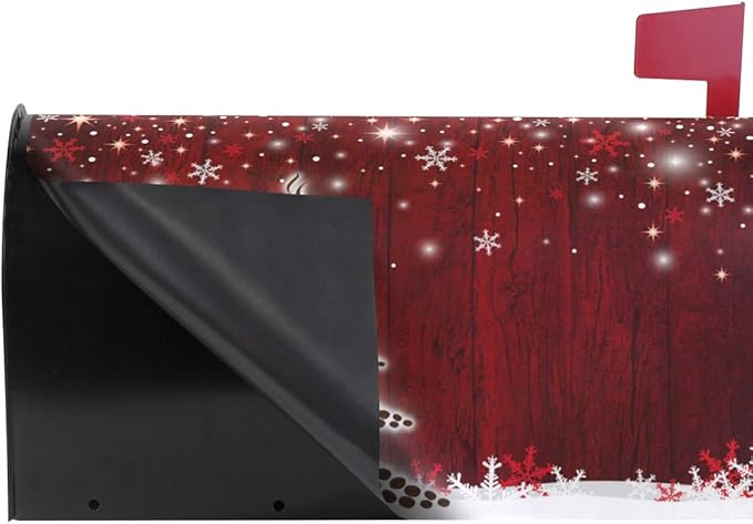 ALAZA Red Christmas Tree Magnetic Magnetic Mailbox Cover with Snowflakes Standard Size for Garden Yard Outdoor Decorations-18 x 20.8"