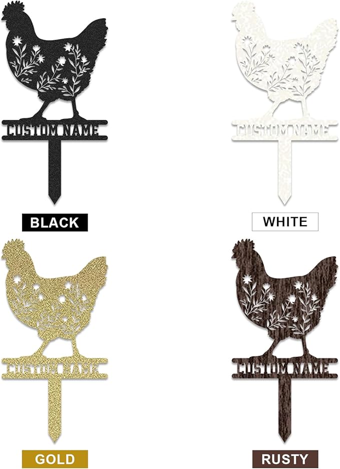 Personalized Metal Chicken Coop Sign, Custom Name Chicken Coop Signs for Outside, Decorative Garden Stakes, Metal Yard Art, Backyard Farmhouse Decor, Chicken Gifts for Women Man Color06