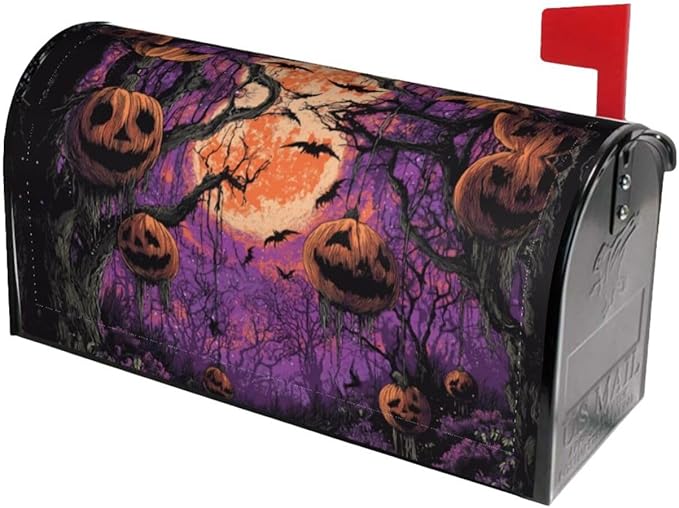 Halloween Moon Mailbox Covers Magnetic Letterbox Covers 21x18 Inch for Garden Outdoor Decoration