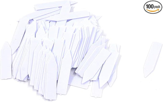 Quluxe 100 Pcs 2 Inch Waterproof Plant Tags Plastic Reusable Plant Label Markers Stakes for Garden Greenhouses, White