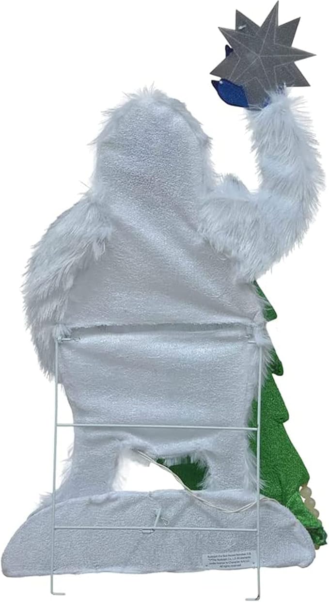 ProductWorks 32 Inch Bumble The Abominable Snow Monster and Christmas Tree Indoor/Outdoor Yard Ornament, Holiday Display with 70 Clear LED Lights