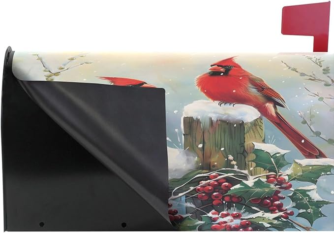 ALAZA Winter Birds Snowflakes Berry Magnetic Mailbox Cover MailWraps Garden Yard Home Decor for Outside Standard Size-18"x 20.8"