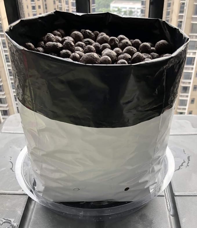 HORTIPOTS Grow Bag 7 Gallon Square Nursery Container Made of Black White Poly Films (25 Pieces per Pack)