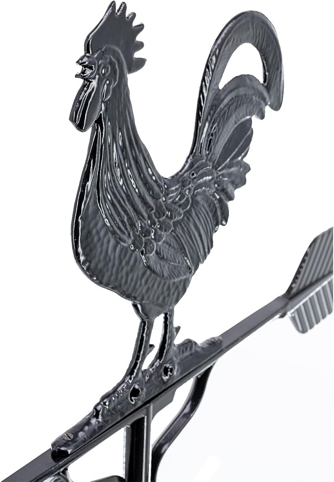 Most Color Options - Aluminum Rooster Weathervane - Made in The USA - Chicken weathervane - Rooster Decor - Rooster Weathervane for Roof - Roof Mount Included (4 to Choose from)