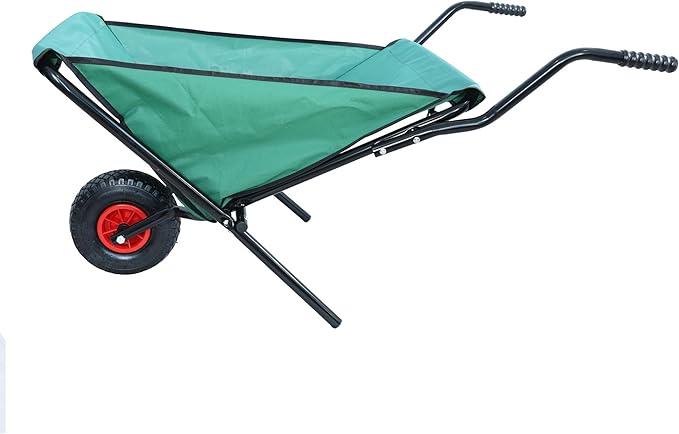 176 LBS Wheelbarrow, Green Foldable Heavy Duty Yard Cart, Iron and Oxford Cloth Lightweight Lawn Cart with 10 Inch Pneumatic Tires, for Grass, Leaf, Garden Supplies