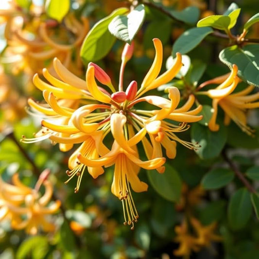 Honeysuckle Plant Live for Planting, Lonicera Honeysuckle Vine, Very Hardy, in 2.5 Inc Pot, Fragrant Red Orange Bloom