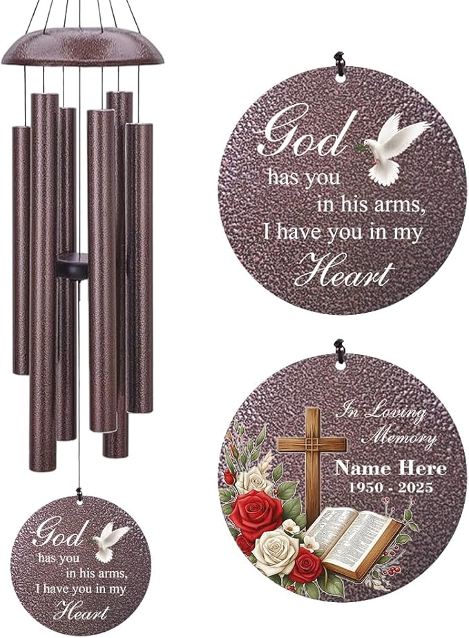 Memorial Wind Chime Personalized with Name & Date, in Loving Memory - Sympathy Gifts - Keepsake Loss of Beloved One (Produced in USA)