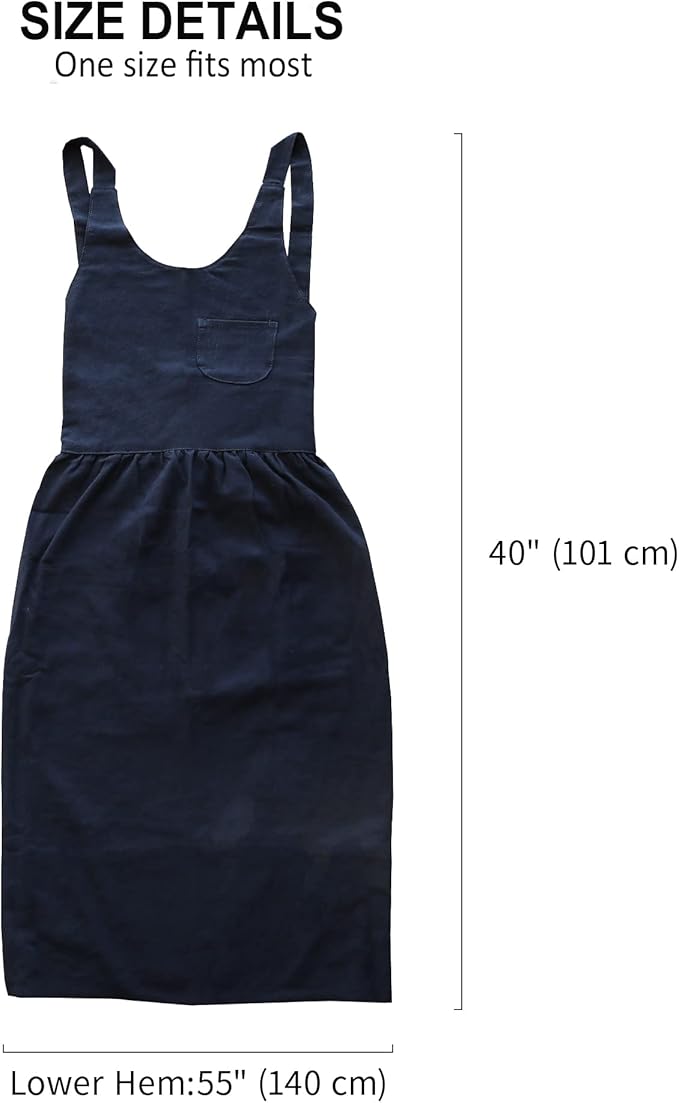 HANEE Cross Back Aprons for Women with Pockets | Japanese Style Cotton Apron | Cute Pinafore Smock for Kitchen etc (6 Colors)