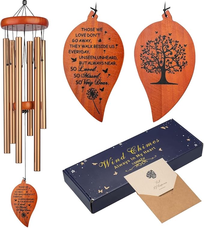 32" Memorial Wind Chimes, Bereavement Gift,in Memory of Loved One Loss of Mother Father，Home Decor Garden Patio Outdoor-Golden
