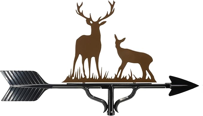 Montague Metal Products Buck and Doe Weathervane - 14 Ornament Colors Available - Roof Mount Included (4 to Choose from) - Deer Weathervane - Hunter Gift Ideas
