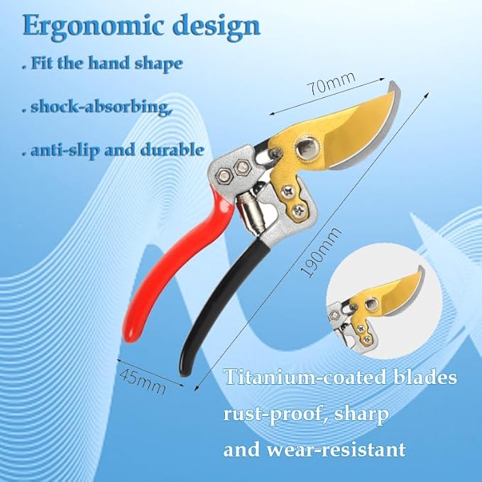 Ultra Sharp Germany Steel Pruning Shears - Cuts 3X Easier, Weak Hand Arthritis Snips, Rust-Resistant, Effortlessly 1-Inch Cut Capacity Garden Scissors, Ergonomic Handle (gt-05, 1)