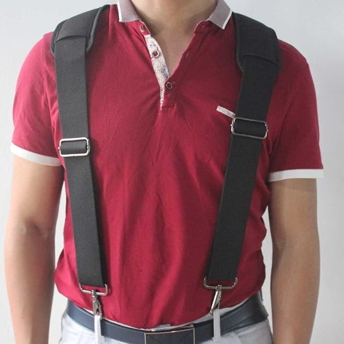 MELOTOUGH Tool Belt Suspenders Work Belt Suspenders Flexible Adjustable Straps with Moveable Padded Shoulders with 4 Loop Attachments