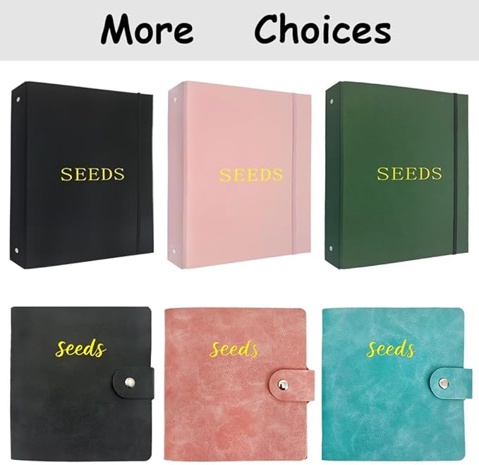Seed Storage Organizer Binder, 3 Ring Seed Packet Organizer with 100 Clear Pockets(25 Pack Sheet Sleeves), Garden Seed Holder Book for Seed Envelopes Card, Plant Seed Saver, Flower Seed Keeper(A4)
